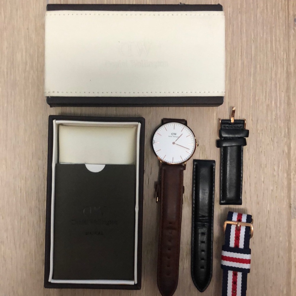 DANIEL Wellington 36mm rose gold watch and bands